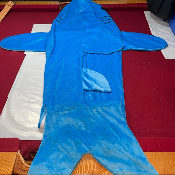 Shark blue costume BLANKET sleeping bag COSTUME hoodie full suit youth large - Picture 11 of 12
